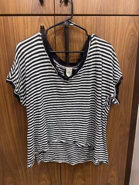 We The Free Black & White Striped Short Sleeve Tee